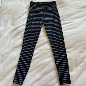 Athleta navy/white striped leggings